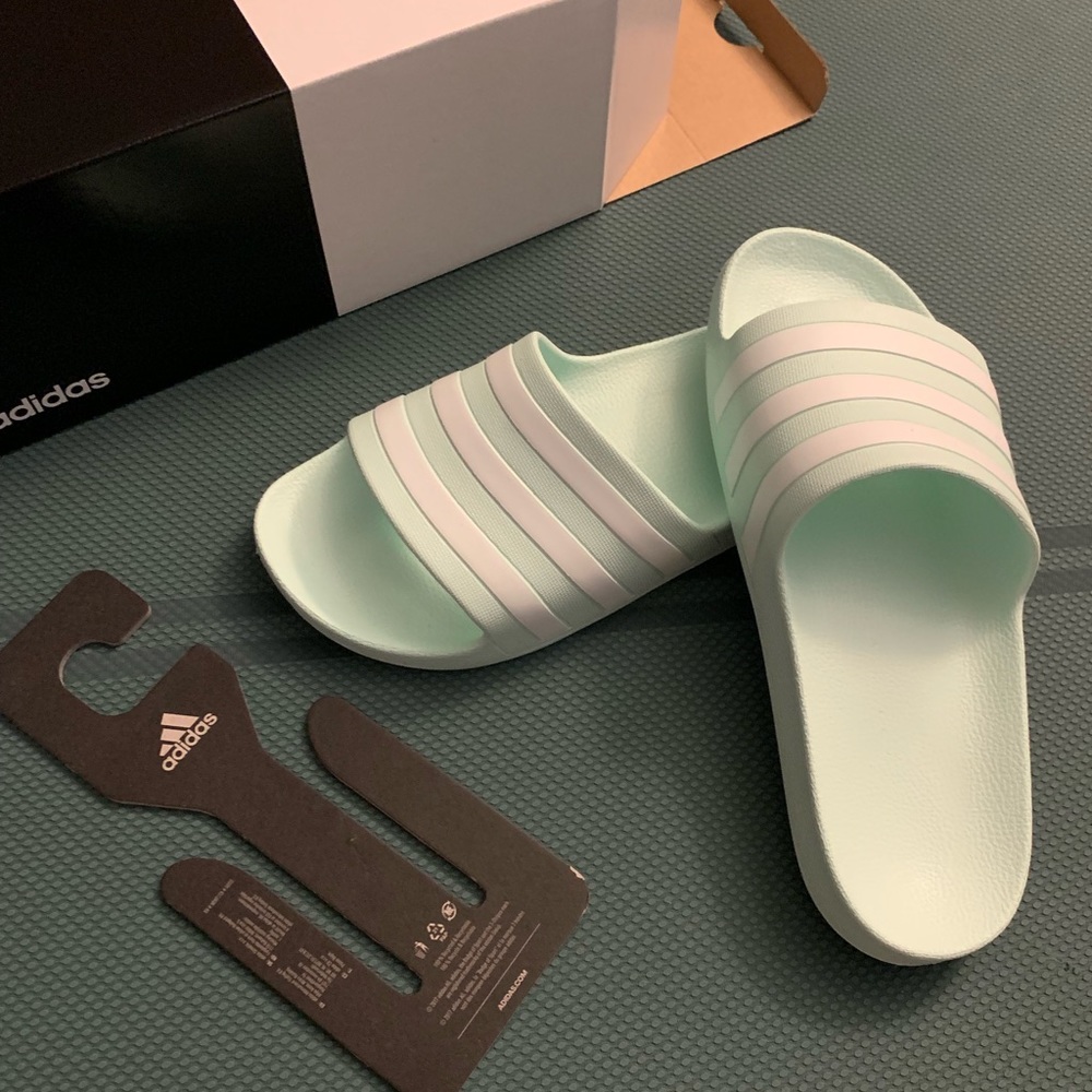 Adidas slides aqua blue womens size 9 / 10